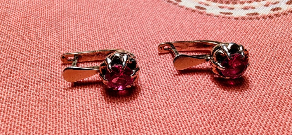 Vintage Corundum Earrings Silver 925 Women’s Jewelry, made in USSR