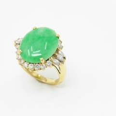 NYJEWEL 18k Yellow Gold Jadeite Jade Diamond Ring