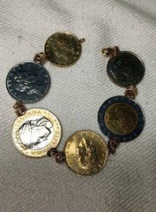 Vintage Milor 14k Yellow Gold Italian Coin Bracelet 7 In
