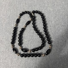 Vintage Sterling Silver And Black Onyx Necklace Beaded Ball Cocktail 25”
