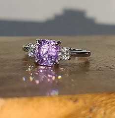 Vintage 14K White Gold Engagement ring 1.81ct.Natural Lavender Purple Sapphire