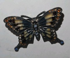 MONET Vtg Butterfly Brooch Pin Blue White Multi Color Rhinestones W/ Earrings