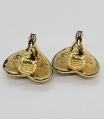 Monet Pave Crystal Heart Earring Gold tone Clip On .75 in vintage