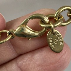 Vintage Erwin Pearl Modernist Deco Gold Tone Heavy Link Necklace 18″ Long READ