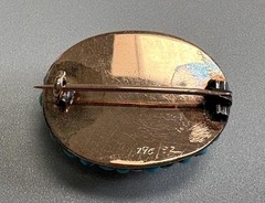 Antique Genuine Turquoise Pearl Ruby Gold or Filled Vintage Dome Oval Brooch Pin