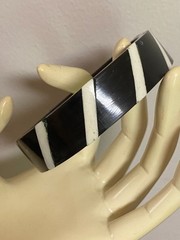 Vintage Horn and Bovine Bone inlays Bangle Bracelet