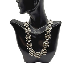 Professional Career Silver Tone Flat Link Chunky Wide Style Necklace 18 Inch
