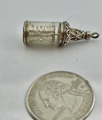 Vintage Retro Era English Love Letter in Lucite Bottle Sterling Bracelet Charm