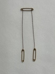 10k Gold Safety Pin Sweater Cable Chain Brooch