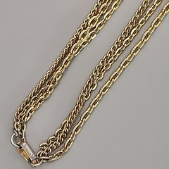 Vintage Celebrity Tassel Necklace Teardrop Imitation Pearl Layered Gold Tone 24″