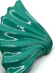 Lg Vintage Teal Fan Shaped Statement Earrings For Pierced Ears 1970-1990 Style