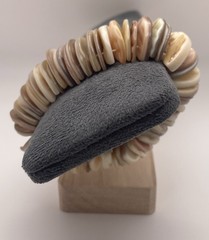 Coastal Shell Vintage Stretchy Bracelet in Cream Brown Beige Earth Tones