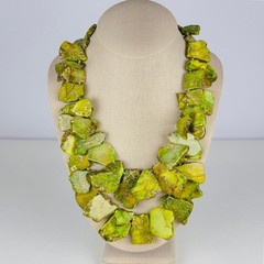 RARE Vintage Lucas Lambeth Green Jasper Slab Necklace Sterling Silver Hand Tied