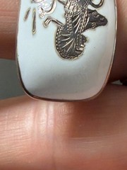 Vintage Siam Sterling Silver White Enamel Manimekhala Clip Earrings 1940s 1950s