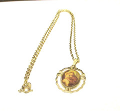 Vintage St Anthony Religious Necklace/ Pendant – Medal Gold Tone