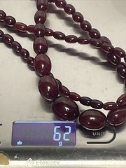 Vintage Cherry Red Bakelite Graduated Bead Necklace 35″ Tested 62g Art Deco