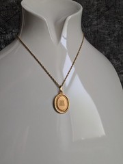 Vintage Lanvin Oval Logo Pendant Necklace Gold Plated 15-17″