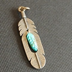 Sundancer Jewelry Co Turquoise Silver Feather Pendant SJC