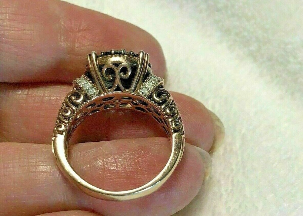 2CT Cluster Lab Created Black Diamond Women’s Engagement 14K Rose Gold FN Ring