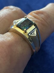 Vintage Estate 50’s Sterling Silver Gold Vermeil Blue Mystic Topaz Men’s Ring