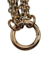 Vintage Rolo Link Chain Necklace Floral Embossed Gold Plate C Ring Clasp B5