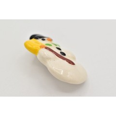 Flying Colors Vintage Snowman Pin Brooch Christmas Holiday Ceramic Signed BinAH