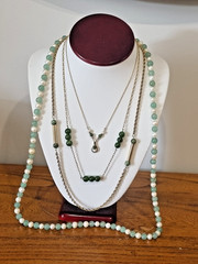 Vintage Gold Fill Real Nephrite Jadeite Cultured Pearl 4 Necklace Lot video USA
