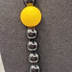 Jet Black w Bright Yellow Beaded Professional Necklace Steelers Colors 26 In