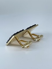 Swank Cufflinks Mother of Pearl square ribbed design bullet backs 1″