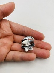Vintage Sterling Silver Size 6 Spring Pastel Blue Flower Statement Cocktail Ring
