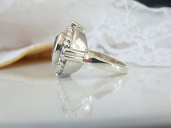 Sterling Silver 925 Heated Smoky Quartz Etruscan Style Chunky Ring Size 6