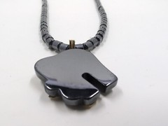 Black Onyx Elephant Barrel Bead Necklace With Gold Accents Hematite Healing Gem