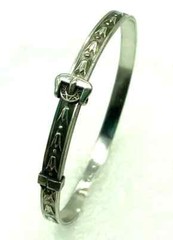 H.S.Ltd Tulip Repousse Sterling Silver Child Expandable Bangle Bracelet Vintage