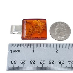 Vintage Sterling Silver 925 Amber Rectangle Pendant