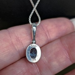 Sajen 925 Sterling Silver Blue Bezel Pendant Necklace+Stud Earring Set 💎
