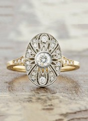 Art Deco Vintage Style Lab Created Diamond Weeding Ring In 14k White Gold Finish