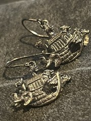 WHIMSICAL ESTATE STERLING SILVER NOAHS ARK ELEPHANT ZEBRA ANIMAL DANGLE EARRINGS