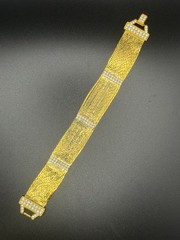 Nolan Miller Gold Tone Multi Strand Bracelet – Pavé Clasp – 7.25” – Signed