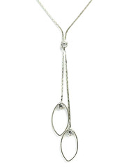 Sterling Silver Box Chain CZ Double Pendant Necklace