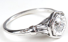 Antique Art Deco 1920’s Diamond Engagement Ring 18KW Size 6 UK-L1/2 EGL USA