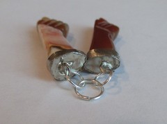 LOT 2 VINTAGE GENUINE CARVED AGATE CARNELIAN FIGA FIST HAND PENDANT CHARM SILVER