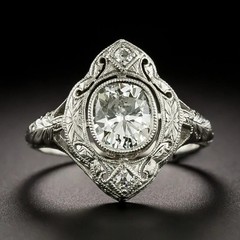 Art Deco Style 1.00Ct Cushion-Cut Lab-Grown Diamond Ring In 14K White Gold FN