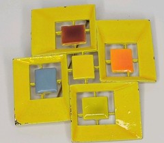 Vtg Geometric Retro Colorful Square Brooch Pin Signed Capri
