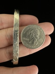 Vintage Sterling Silver Diamond Cut Square Shape Hinged Bangle Bracelet 7”