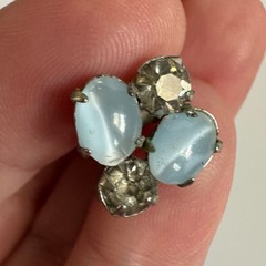 Vintage Lind Gal LG Blue Moonstone Rhinestone Parure Necklace Earring Set MCM