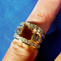 Original EARTH MINED EMERALD DIAMOND Engagement Ring Vintage Deco SOLID 18K GOLD
