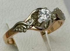 Vintage Original Rose & White Gold Cubic Zirconia Ring 585 14K 2.43 g. 7 1/4 US