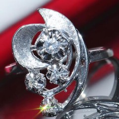 14k white gold 0.16ct diamond size 5.5 ring handmade 1920’s antique 4.0gr