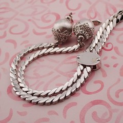 Monet Lariat Slide Silver Tone Cobra Filigree Dangle Ball Adj to 20″ Necklace