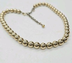 Monet Gold Tone Ball Necklace Collar Signed 80’s style Couture Vintage 17 in